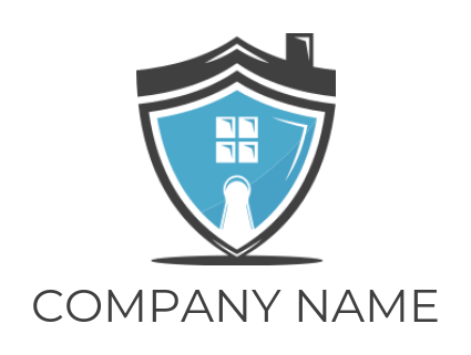 create a security logo house merged with shield and keyhole 