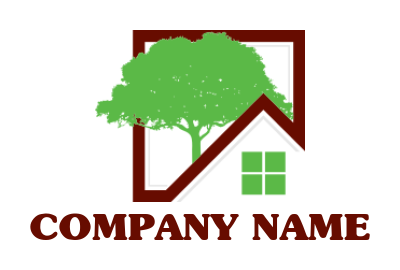 property logo house merged with square and tree