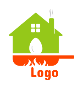 restaurant logo online house on frying pan with egg and window for Bed and Breakfast