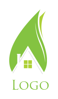 real estate logo house roof inside the leaves