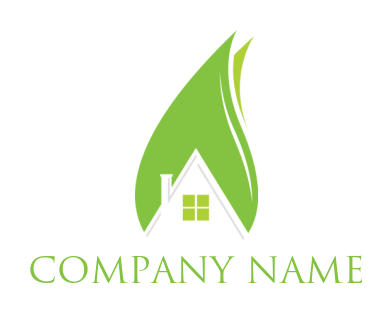 real estate logo illustration house roof inside the leaves - logodesign.net