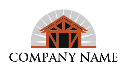 make a construction logo house structure with sun rise 