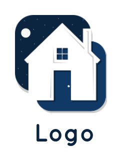 design a real estate logo house with door and window inside square 