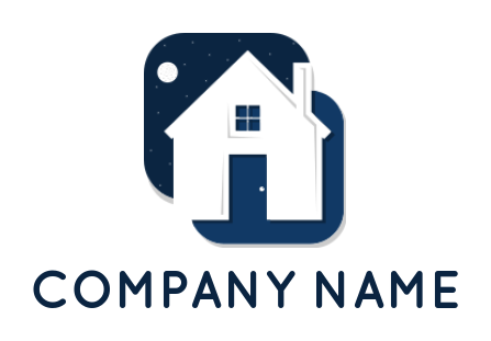 design a real estate logo house with door and window inside square 
