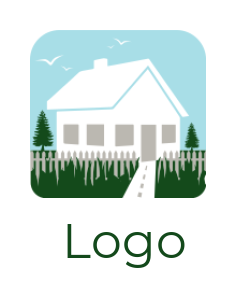 house with garden with trees picket fence 
