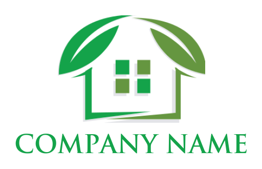 real estate logo of house with leaves and roof