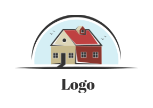 property logo house with birds in swoosh