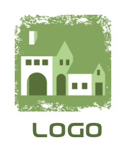 real estate logo houses in grunge effect square