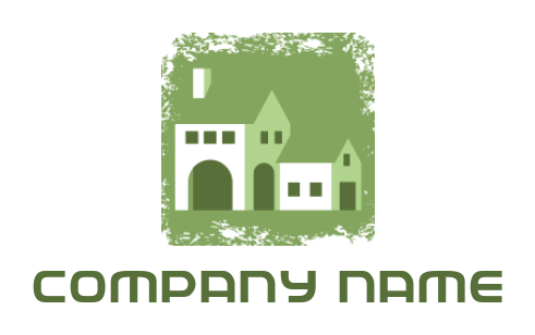 real estate logo houses in grunge effect square