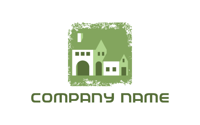 houses in grunge effect square logo sample