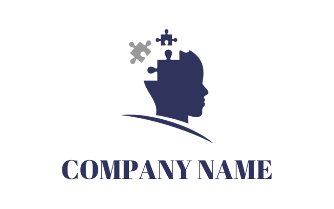 design an employment logo human head with puzzles and arc