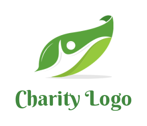 generate a community logo of human on the leaf