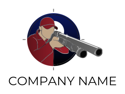 games logo target behind man holding shot gun