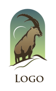 animal logo Ibex stand on mountain