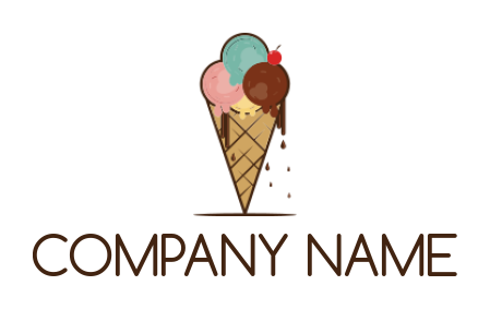 design a ice cream parlor logo cone with cherry - logodesign.net