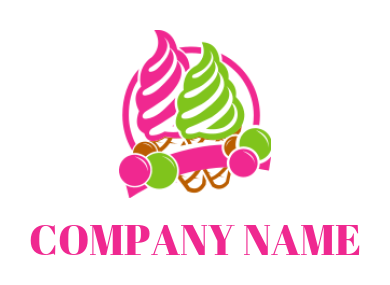 food logo icon ice cream cones and ribbon