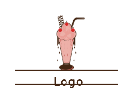 food logo icon ice cream with wafer and cherries