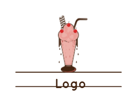 food logo icon ice cream with wafer and cherries - logodesign.net