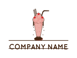 food logo icon ice cream with wafer and cherries