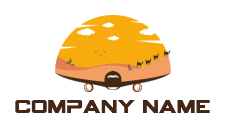 create a tourism logo Illustration of aircraft and desert - logodesign.net