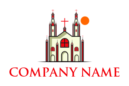 design a religious logo illustration of church with sun - logodesign.net