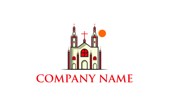 design a religious logo illustration of church with sun - logodesign.net