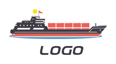illustration of container ship and sun 
