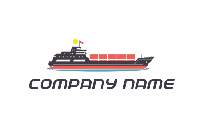 make a logo of transportation illustration of container ship and sun - logodesign.net