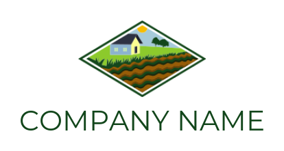 design an agriculture logo illustration of farm house in square - logodesign.net