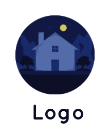 real estate logo of house night forest mountain
