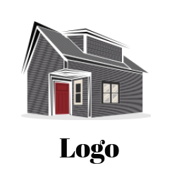 real estate logo of house with door and windows