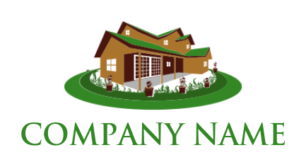 make a landscape logo maker of house with lawn
