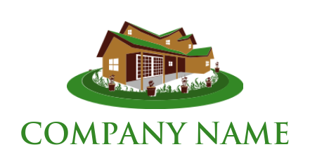 make a landscape logo maker of house with lawn