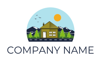 illustrative logo of house with scenery 