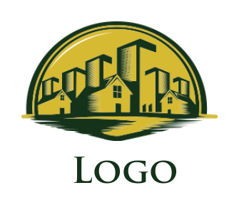 design a real estate logo industrial houses and buildings 