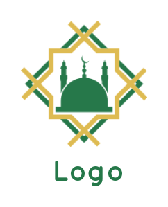 religious logo template Islamic mosque set in lattice shape