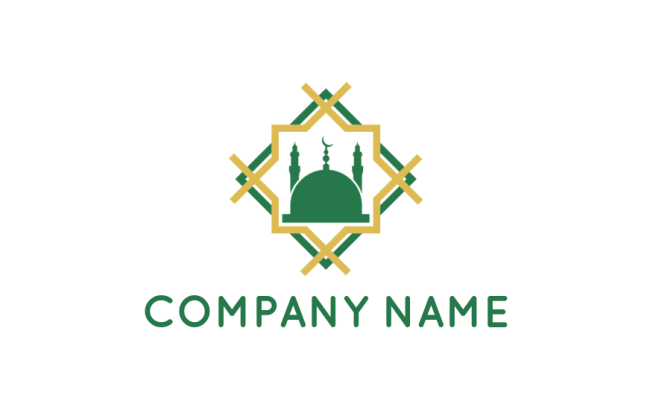 religious logo template Islamic mosque set in lattice shape