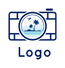 make a photography logo island in camera lens