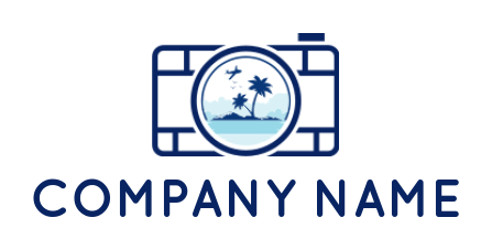 make a photography logo island in camera lens