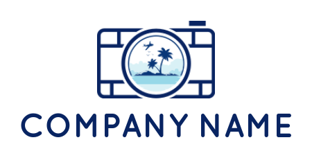 make a photography logo island in camera lens