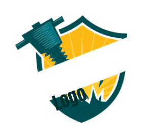 construction logo icon jackhammer inside shield 