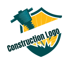 construction logo icon jackhammer inside shield