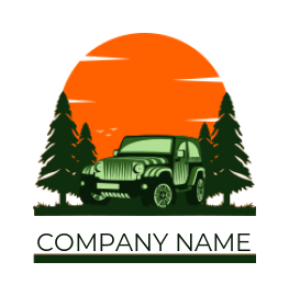 make a trasnportation logo jeep with trees - logodesign.net