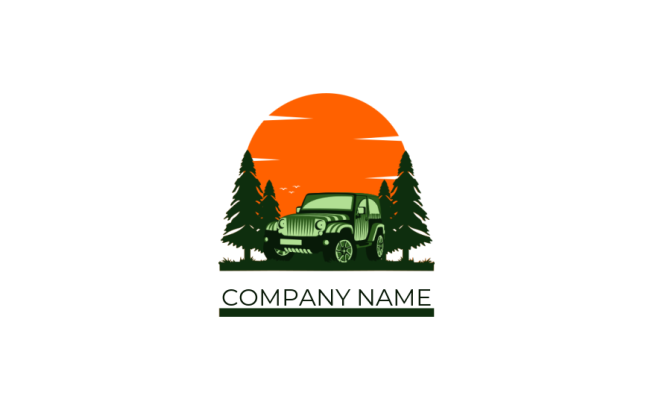 make a trasnportation logo jeep with trees - logodesign.net