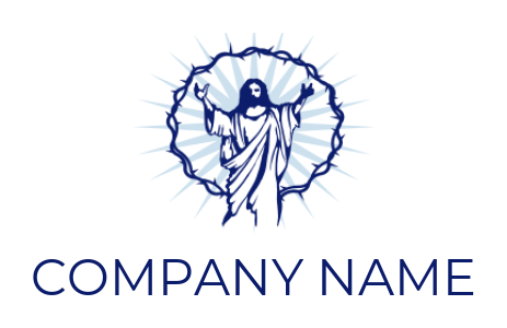 religious logo template Jesus in thorn circle with rays - logodesign.net