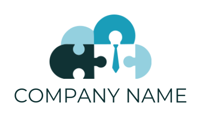 design an employment logo jigsaw people with tie in cloud