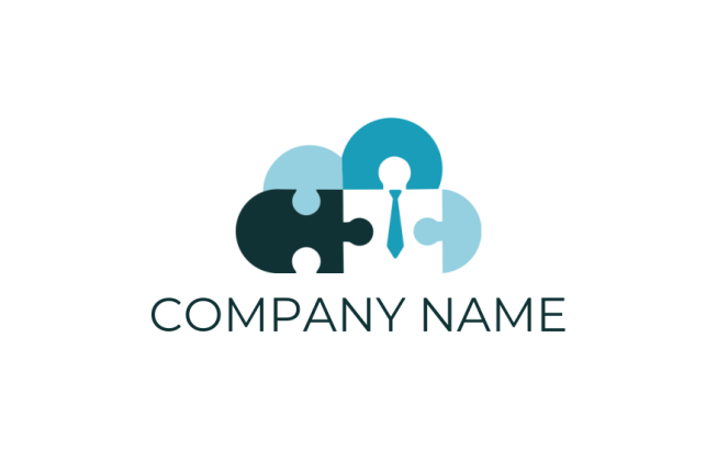 design an HR logo jigsaw people with tie in cloud