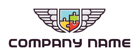 security logo jigsaw puzzle in shield with wings