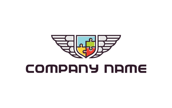 security logo online jigsaw puzzle in shield with wings - logodesign.net