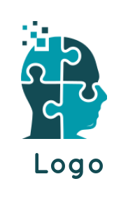 make an IT logo jigsaw puzzle pieces forming human head